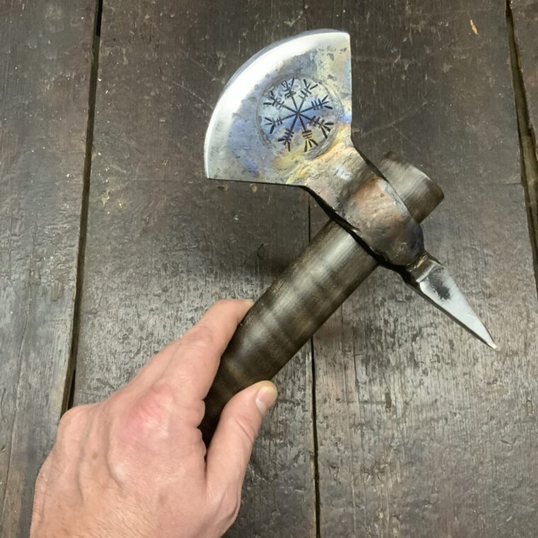 Spiked Viking Axe with Helm of Awe - Image 5