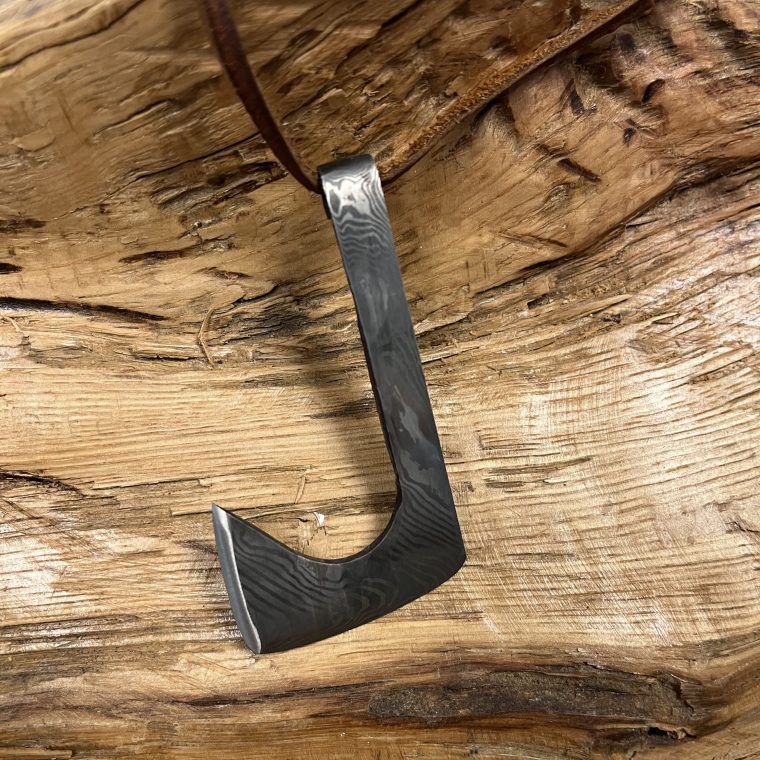 damascus battle axe pendant