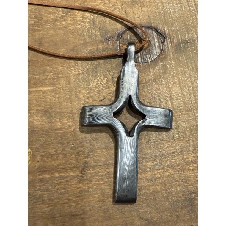 damascus cross pendant